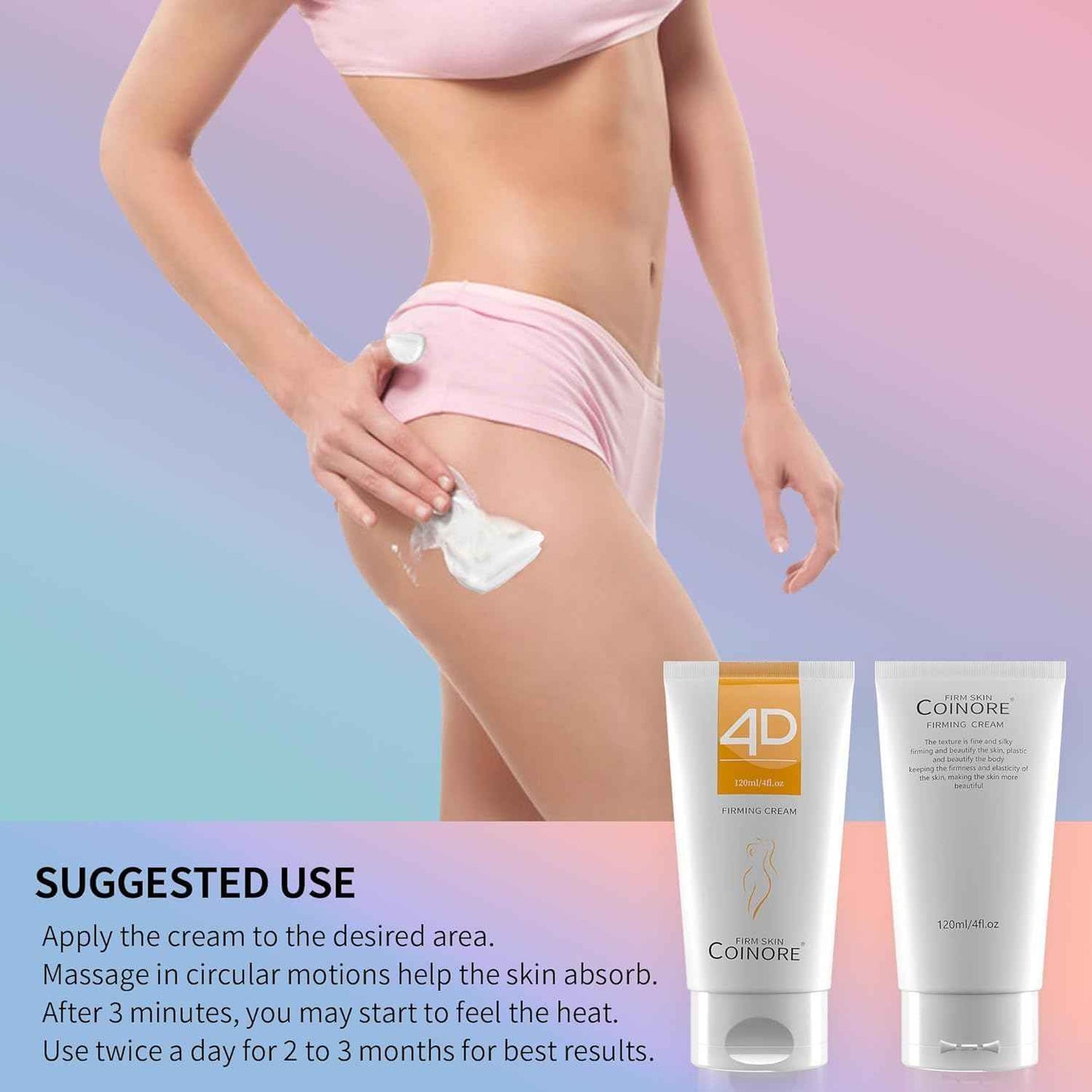 B Flat Belly Firming Cream - Fast Absorbing Moisturizer Firming, Tightening Cream for Belly, Thigh & Buttocks for Women & Men, 4.0 Fl Oz