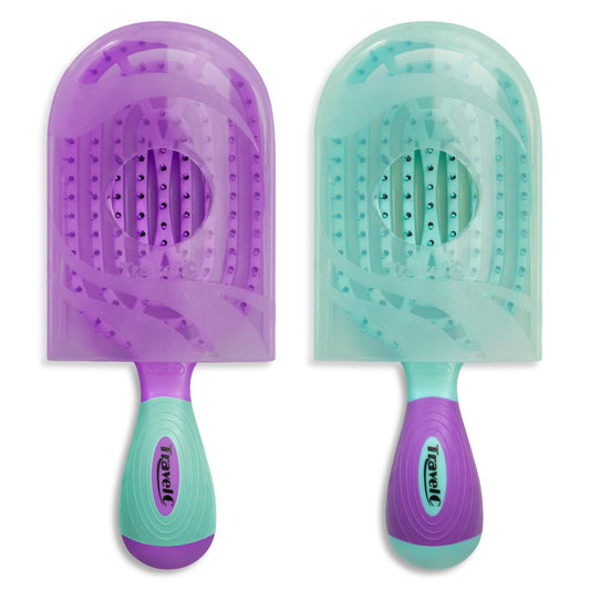 NuWay 4HAIR® U.S. Patented Detangler Hair Brush for Men & Women - Purple & Teal | Hair Comb for Scalp Care - Fast Dry Venting Scheme - TravelC Detangling Brush for All Hair Type