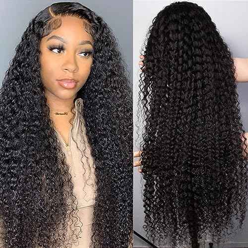 13x4 Deep Wave Lace Front Wigs Human Hair Wigs for Black Women HD Transparent Deep Wave Frontal Wig Wet and Wavy Curly Lace Front Wig Human Hair Glueless Wigs Human Hair Lace Front Wigs 28 Inch