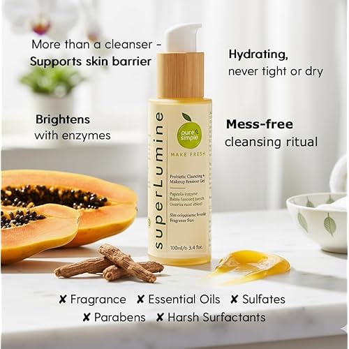 superLumine Balm-to-Milk Probiotic Cleanser & Makeup Remover ? Melts Waterproof Makeup & SPF ? Brightens with Papaya & Licorice ? Fragrance-Free ? Barrier Support for Dry Sensitive Skin ? 100ml