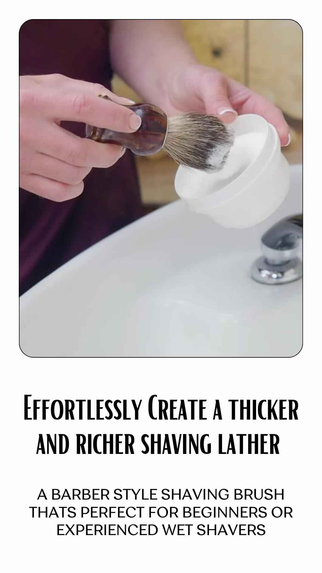 G.B.S Pure Badger Bristle Horn Shaving Brush, use with any Soap Cream All Razors, Effortless Glide Resin