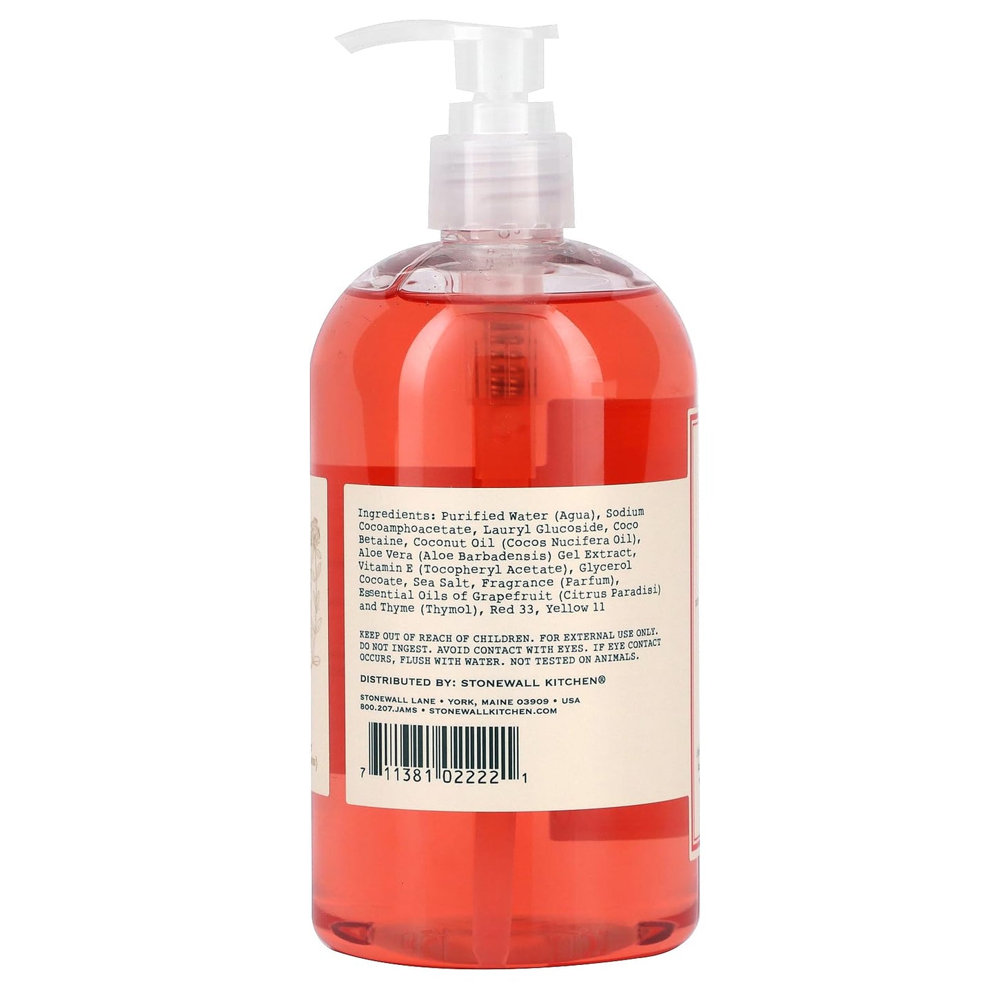 Stonewall Kitchen Grapefruit Thyme Hand Soap, 16.9 Ounce Bottle