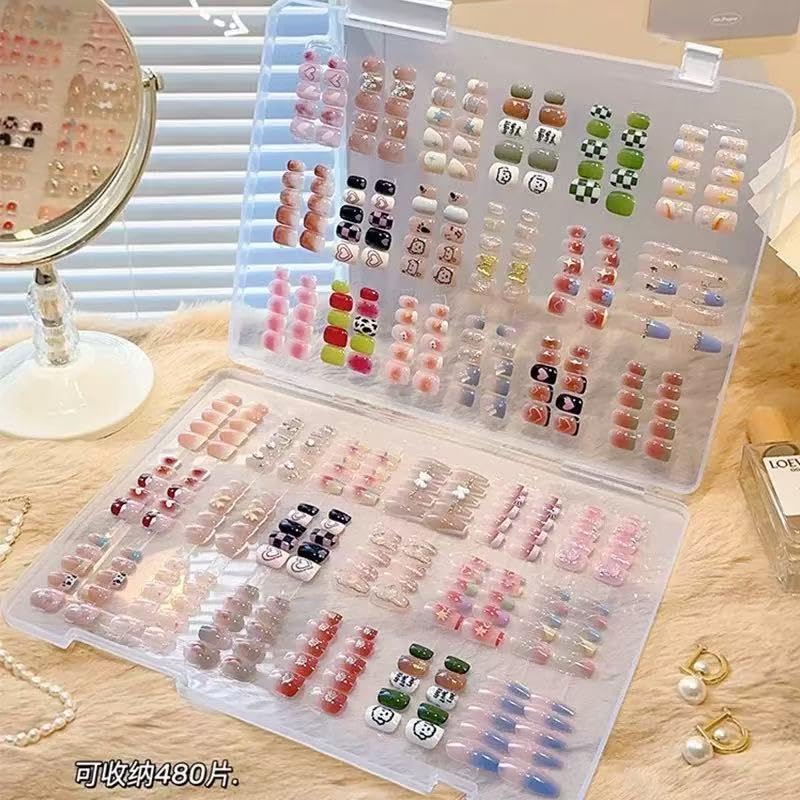 Press On Nail Storage Box - 60 Pieces with Double Sided Tape