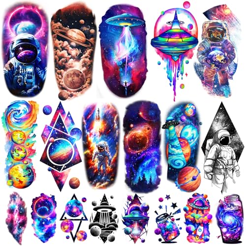 77 Sheets Temporary Tattoos for Adults - Space & Small Designs