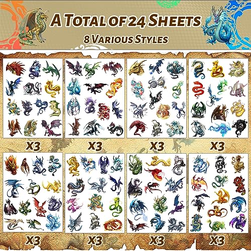 Dragon Temporary Tattoos Party Favors - 300+ Stickers for Kids