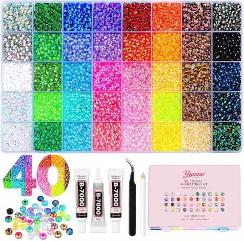 40,000 Pcs Jelly Flatback Rhinestone Bedazzling Kit with Tools - 3mm