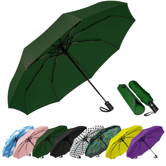 SIEPASA Windproof Travel Compact Umbrella-Automatic Umbrellas for Rain-Compact Folding Umbrella, Travel Umbrella Compact, Small Portable Windproof Umbrellas for Men Women Teenage. (Green)