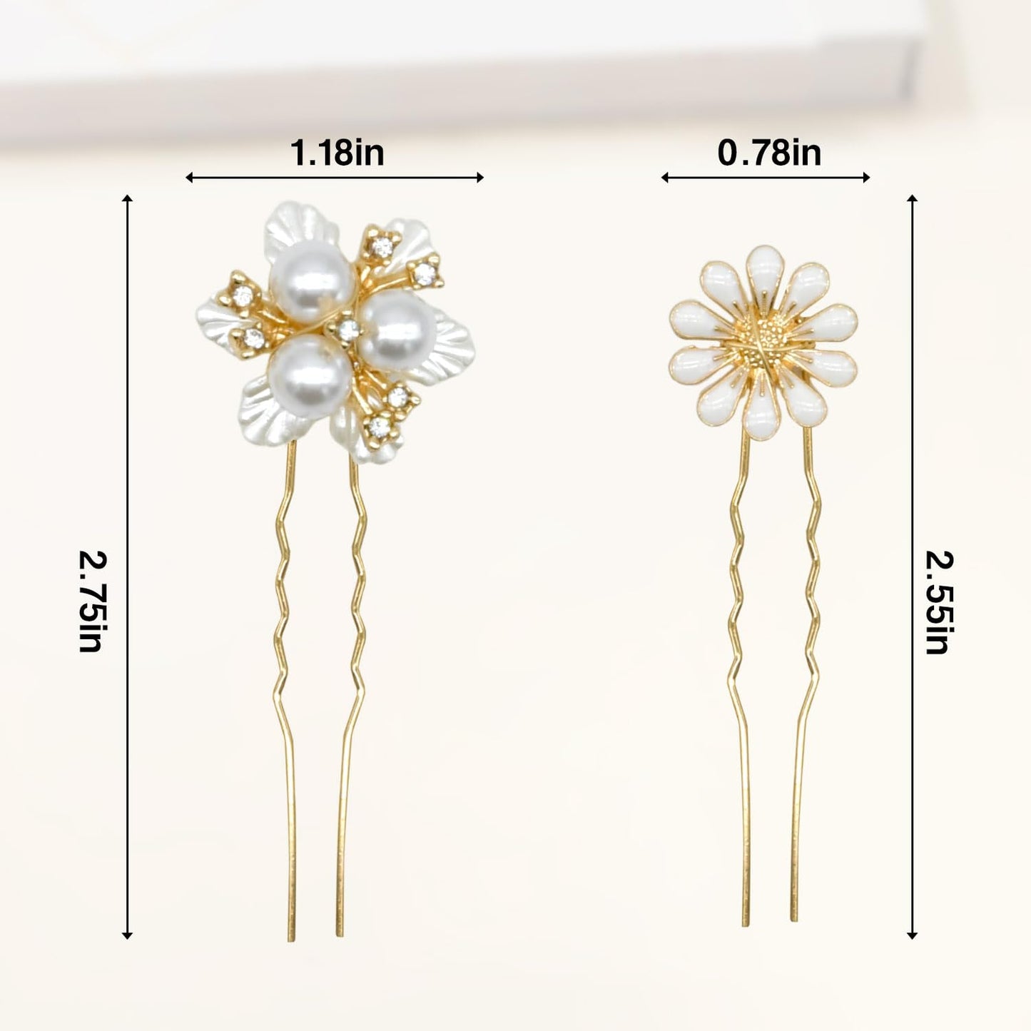 4 Pieces Wedding Flower Hair Comb Bridal Hair Pins, Brides Hair Accessories, U-shaped Rhinestone Hair Accessories for Women Girls(daisy white)