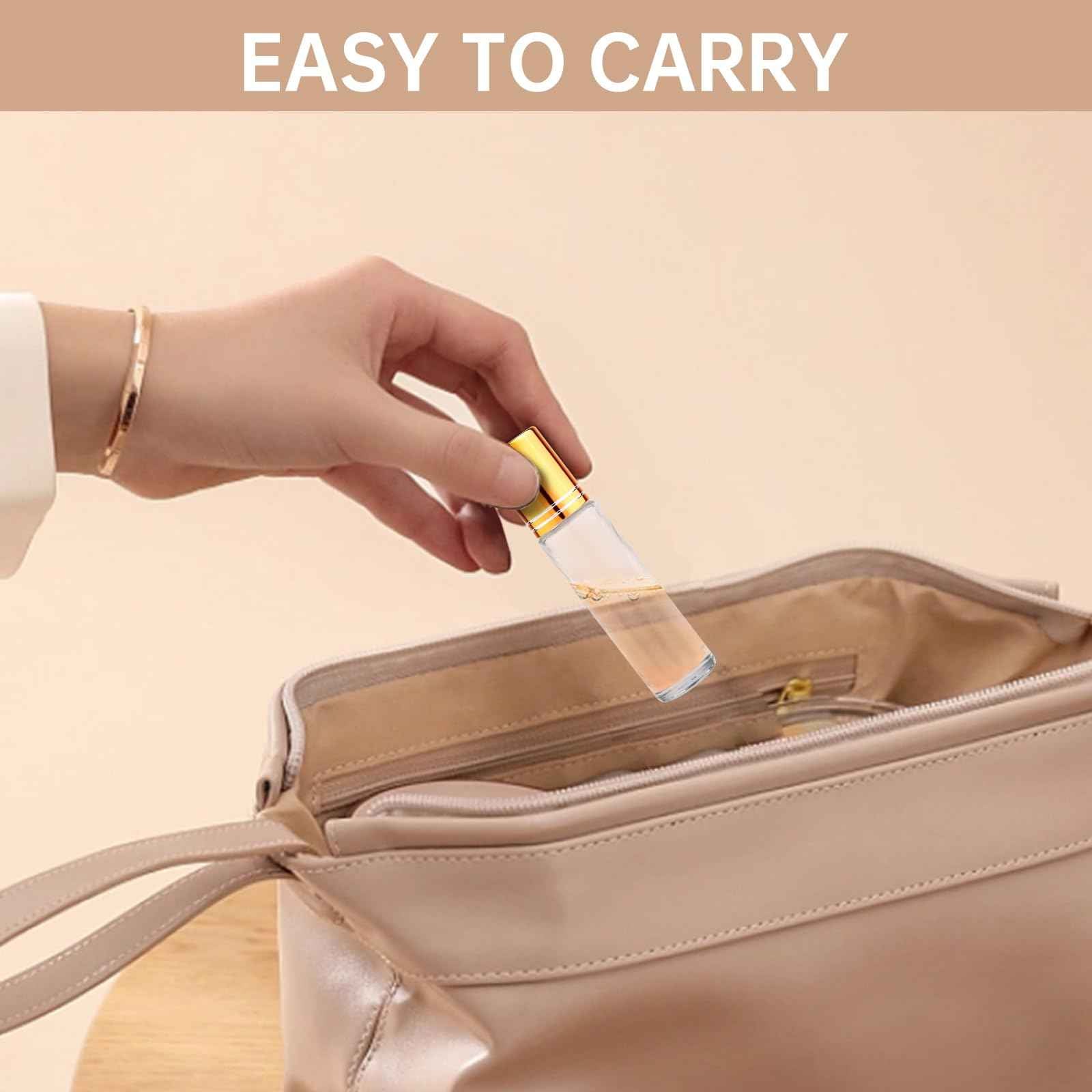 inice 12 Pack Essential Oil Roller Bottles 10ml Clear Glass Bottles Stainless Steel Roll On Ball Metal Cap for Daily Care