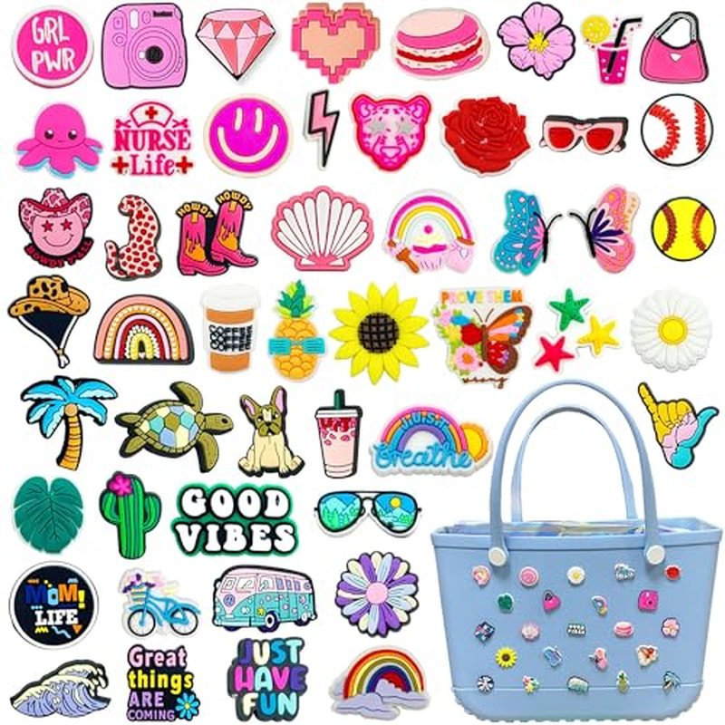 50pcs Bogg Bag Charms for Women & Girls - Cute Tote Bag Accessories