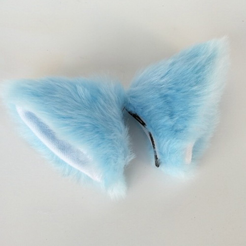 Sheicon Cat Ears Furry Neko Ears Headband Hair Clip Hairband Headwear Anime Cosplay For Halloween Cosplay Party Color Blue