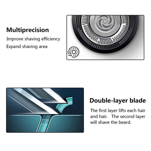 6P SH50 Replacement Heads Compatible with Series 5000 (S5xxx), PT8xx & More - Electric Shaver Replacement Head for Men