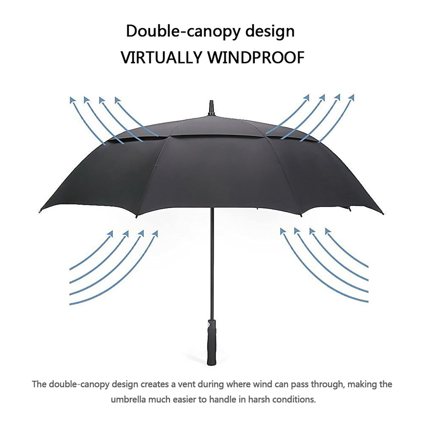 G4Free 68 Inch Automatic Open Golf Umbrella Extra Large Oversize Double Canopy Vented Windproof Waterproof Stick Umbrellas(Black)