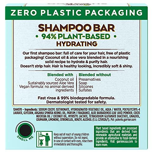 Garnier Whole Blends Hydrating Shampoo Bar for Normal Hair, Coco & Aloe Vera, 2 Oz, 1 Count (Packaging May Vary)