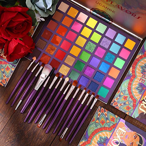 48-Color Eyeshadow Palette + 15 Brush Set | Neon Matte Shimmer