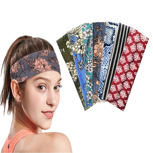 ARQSER 7 PCS Fashion Women Headbands, Imported Cotton Headbands for Women's Hair, Non Slip Soft Stretchy Headbands for Women Yoga Running Sport, Multiple Colors With Sportswear (7A)