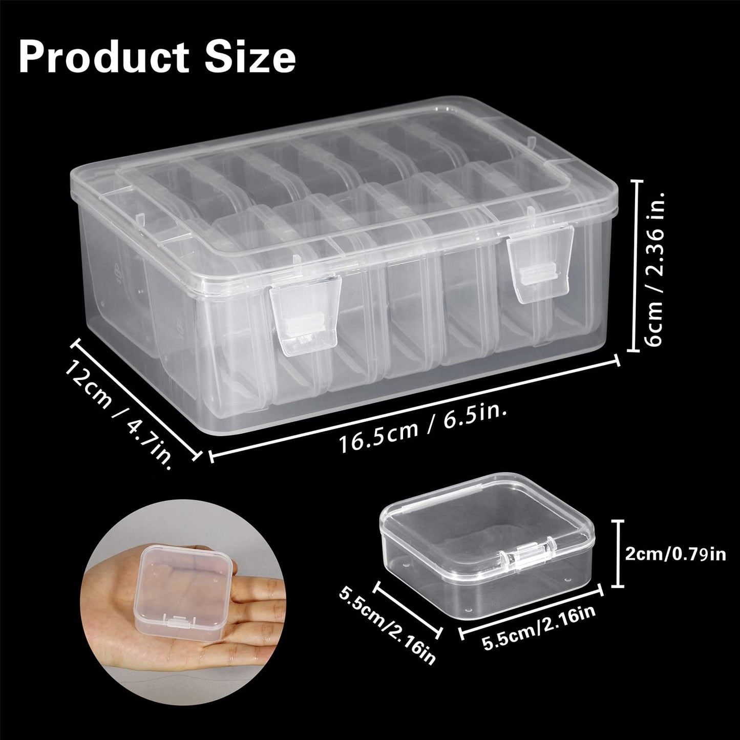 Mathtoxyz Small Bead Organizers, 30 Pieces Plastic Storage Cases Mini Clear Bead Storage Containers Transparent Boxes with Hinged Lid and Rectangle Clear Craft Supply Case