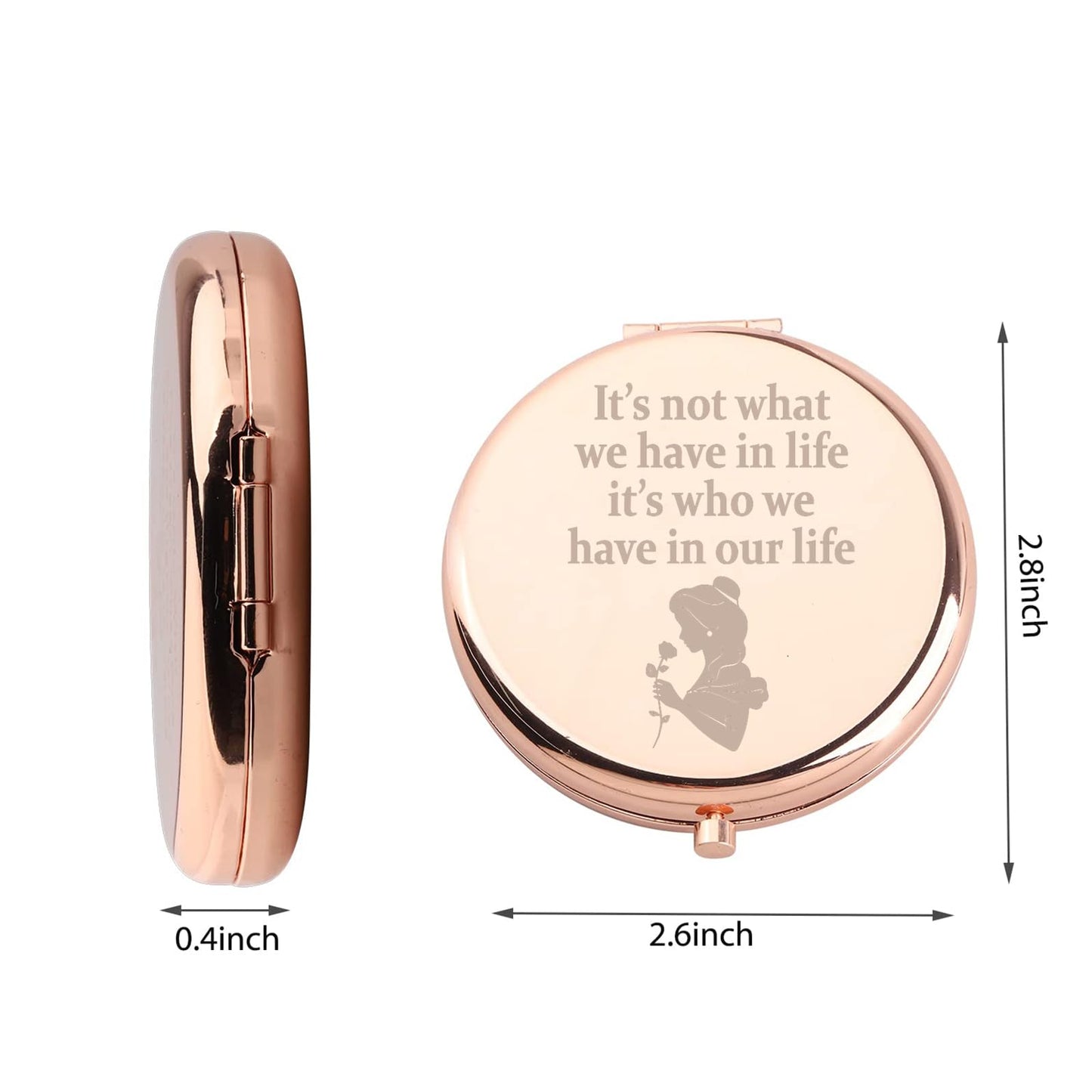 WUSUANED Beauty Fairy Movie Makeup Mirror It’s Not What We Have in Life It’s Who We Have in Our Life Jewelry Beauty Beast Fans Gift Princess Belle Fans Gifts (Belle Princess Mirror)