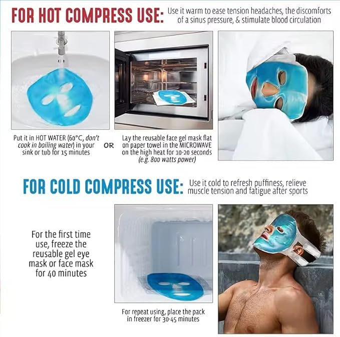 Reusable Gel Face Mask - Hot Cold Compress for Puffiness