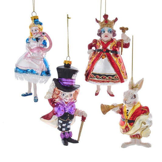 Kurt Adler 5-5.5-Inch Noble Gems Alice in Wonderland 4-Piece Ornament Set