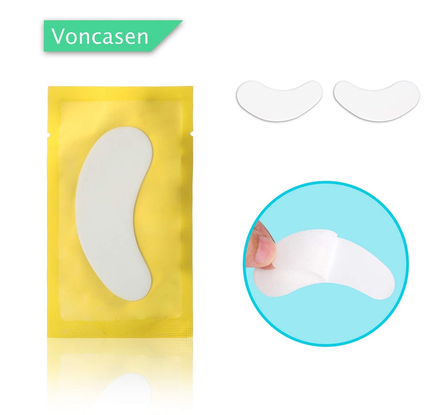 Voncasen 100 Pairs Set Under Eye Pads, Comfy and Cool Under Eye Patches Gel Pad for Eyelash Extensions Eye Mask Beauty Tool (Gold)