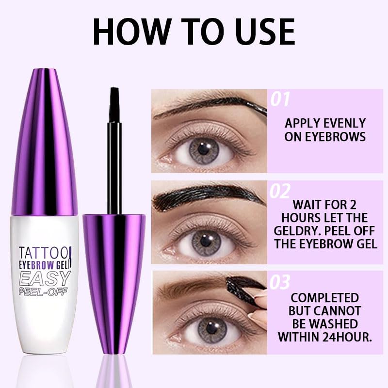 Dark Brown Peel-Off Eyebrow Tint Gel - Waterproof 3-Day Wear