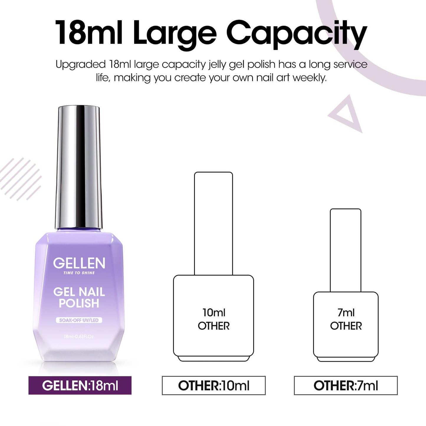 Gellen Gel Nail Polish, 18ML Purple Gel Polish All Season Nail Polish Gel Soak Off UV LED Nail Gel Polish Manicure Salon DIY Nail Art at Home Gifts for Women Girls