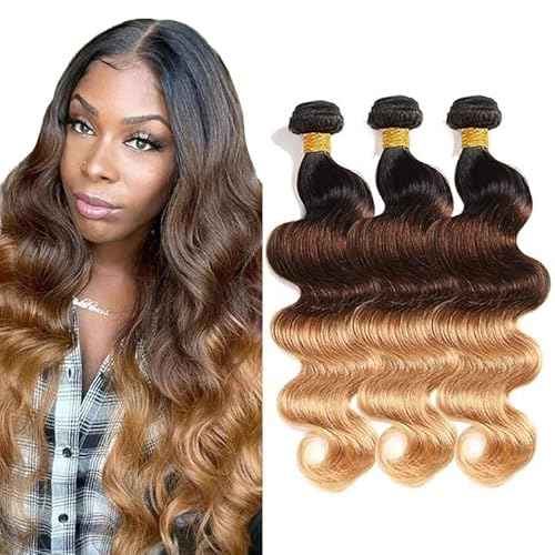 Honey Blonde Human Hair Bundles Ombre Body Wave Bundle 12 14 16 Inch 1b427 Bundle Human Hair Unprocessed Virgin Hair 3 Bundles