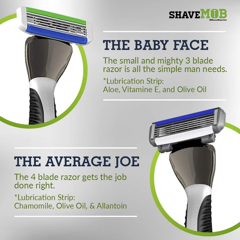 ShaveMOB 6-Blade Men's Razor Kit (Flex Head Handle + 24 Refills) (No Trimmer) - The Caveman Shaving Kit