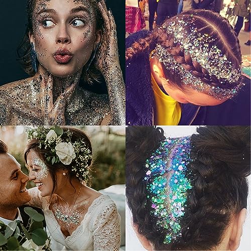 Estanoite Body & Face Glitter Gel - 20 Vibrant Colors, Long-Lasting, No Glue Needed