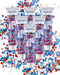6-Piece Red White Blue Glitter Gel Set for Face & Body