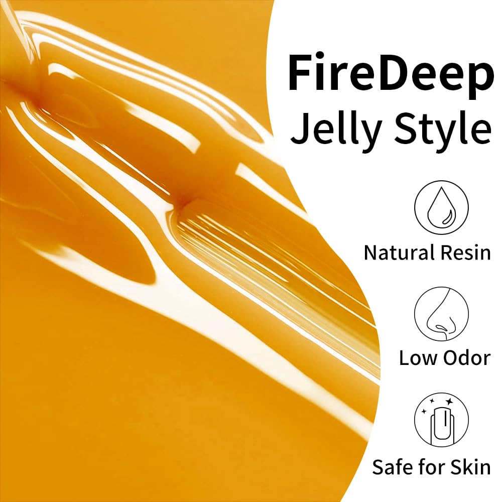 Firedeep Jelly Yellow Gel Nail Polish, 16ml Sheer Yellow Nail Polish UV/LED Soak Off Gel Polish for Spring Summer Manicure 1Pcs