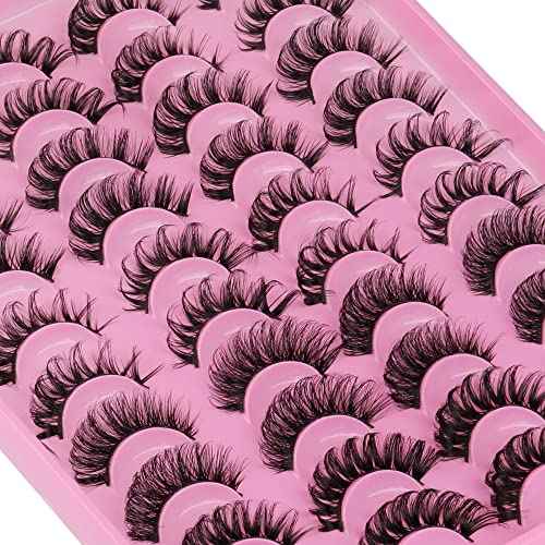 False Eyelashes Russian Strip Lashes D Curly 20 Pairs 5 Styles Pack Fluffy Natural Fake Lashes Look like Eyelash Extensions by Yawamica