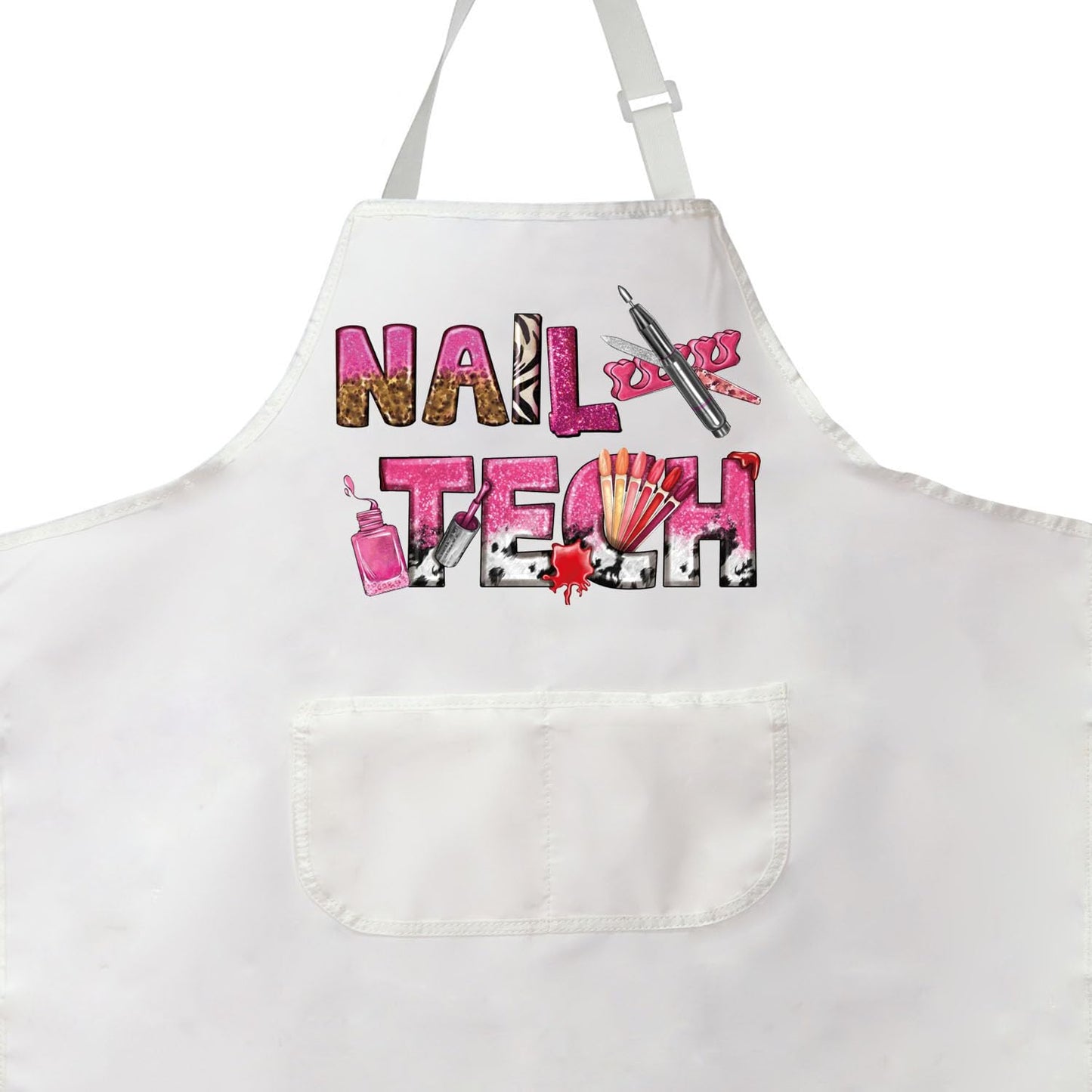 PXTIDY Nail Tech Apron With Pockets Nail Tech Gift Nail Salon Gift Nail Tech Supplies Waterproof Apron Adjustable (NAIL TECH white Apron)