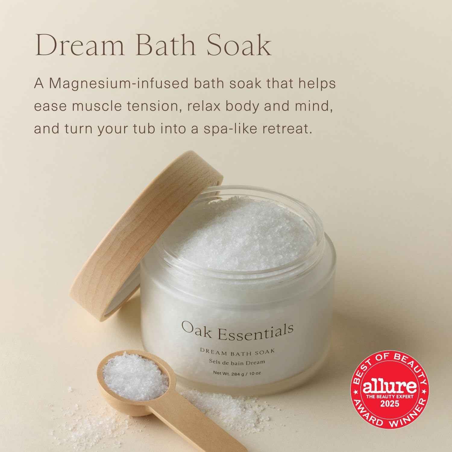 Oak Essentials Dream Bath Soak | Magnesium & European Sea Salt with Lavender, Chamomile & Geranium | Soothing, Restorative Bath Salts, 10 Oz