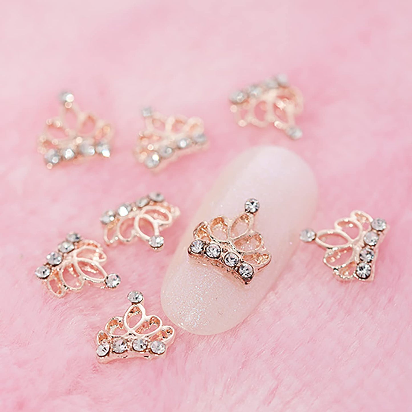 DANNEASY 30pcs Crown Nail Charms Nail Rhinestones Gold Nail Jewels 3D Nail Art Charms Charms for Nails Metal Nail Design Nail Studs Nail Jewelry for DIY Craft Decoration