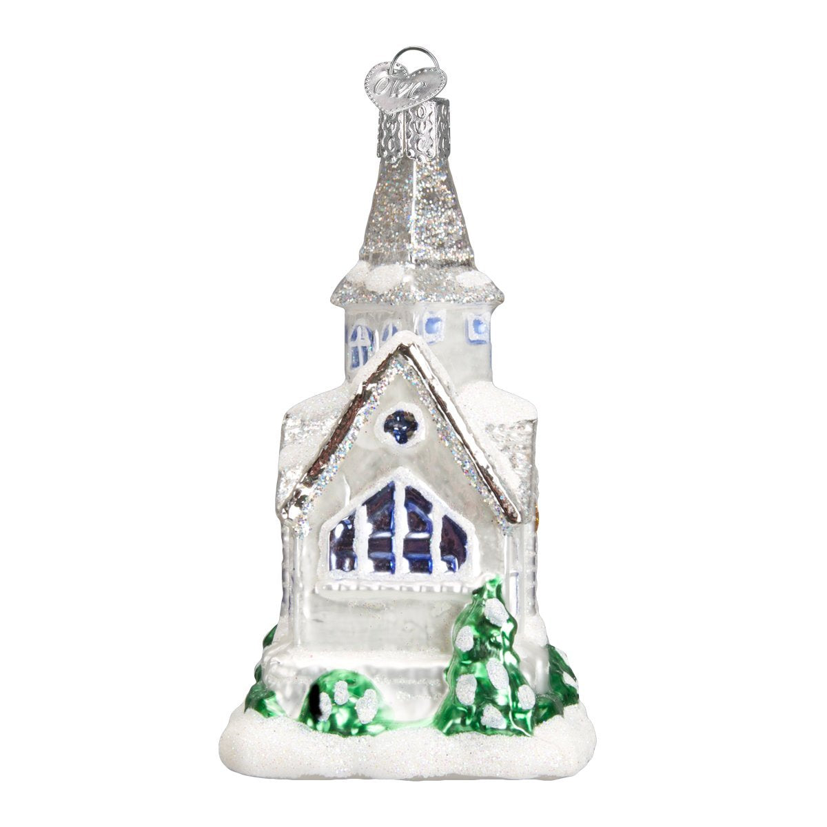 Old World Christmas Church Collection Glass Blown Ornaments for Christmas Tree Sparkling Cathedral