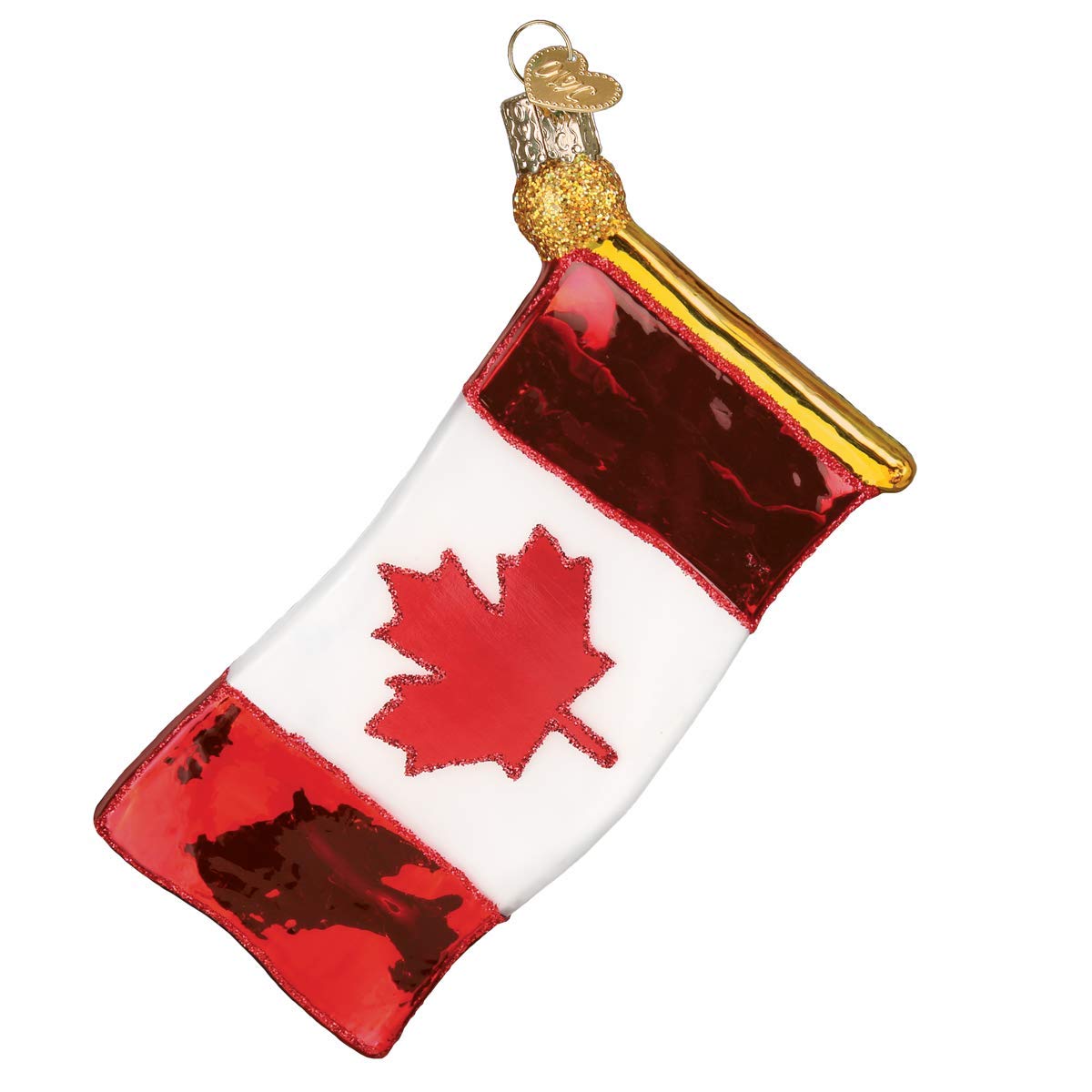 Old World Christmas Canadian Ornament, Red and White Flag