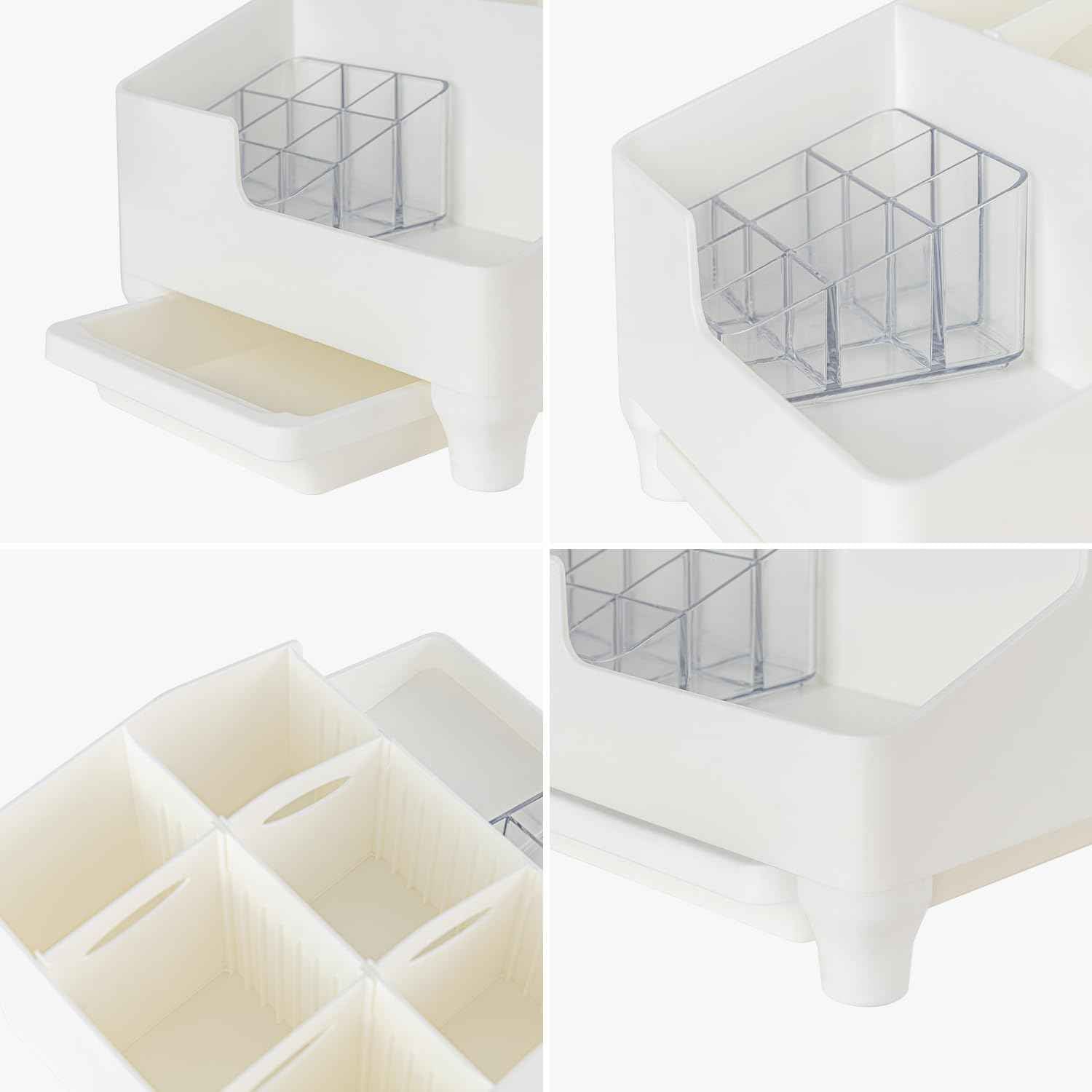 carrotez Make up Vanity Organizer Countertop Skincare Cosmetic, Accessories Organizers Customizable Compartments - White