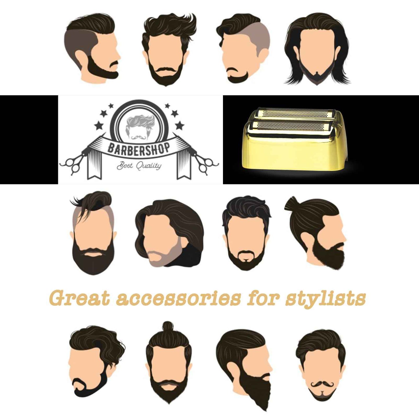 OXSITO 3Pack Golden Pro Replacement Foil and Cutters for Babylis FXFS02 Series MetalFX Double Foil Shavers