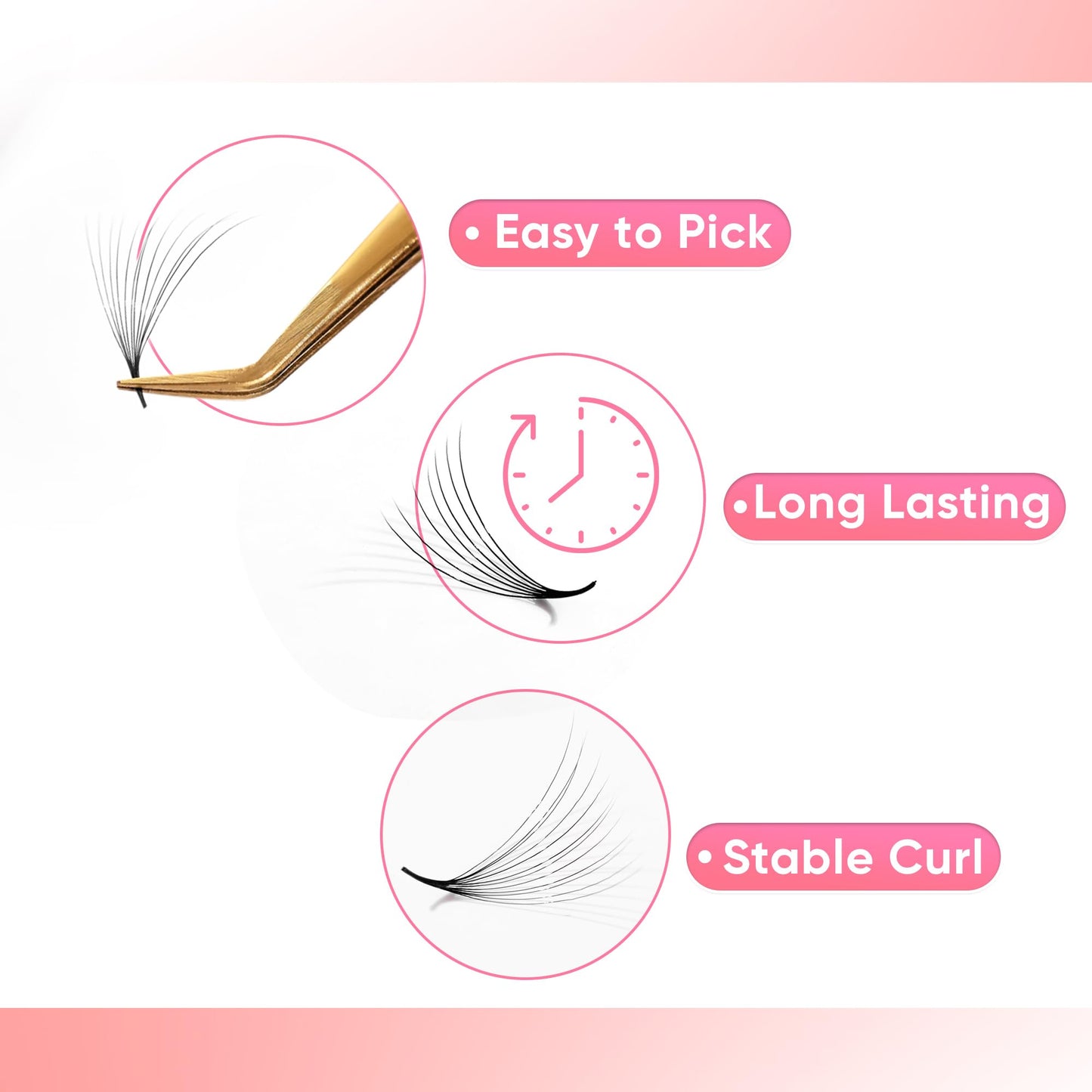 GLAMOREYELASH 750 Promade Fans Loose Mix, Natural Eyelashes Extensions 3D-16D, Handmade Individual Lashes 0.03/0.05/0.07mm Thickness, C CC D, 8-16mm Length for Fluffy Eyelash Cluster (5D-0.07-C, 14-15-16mm)