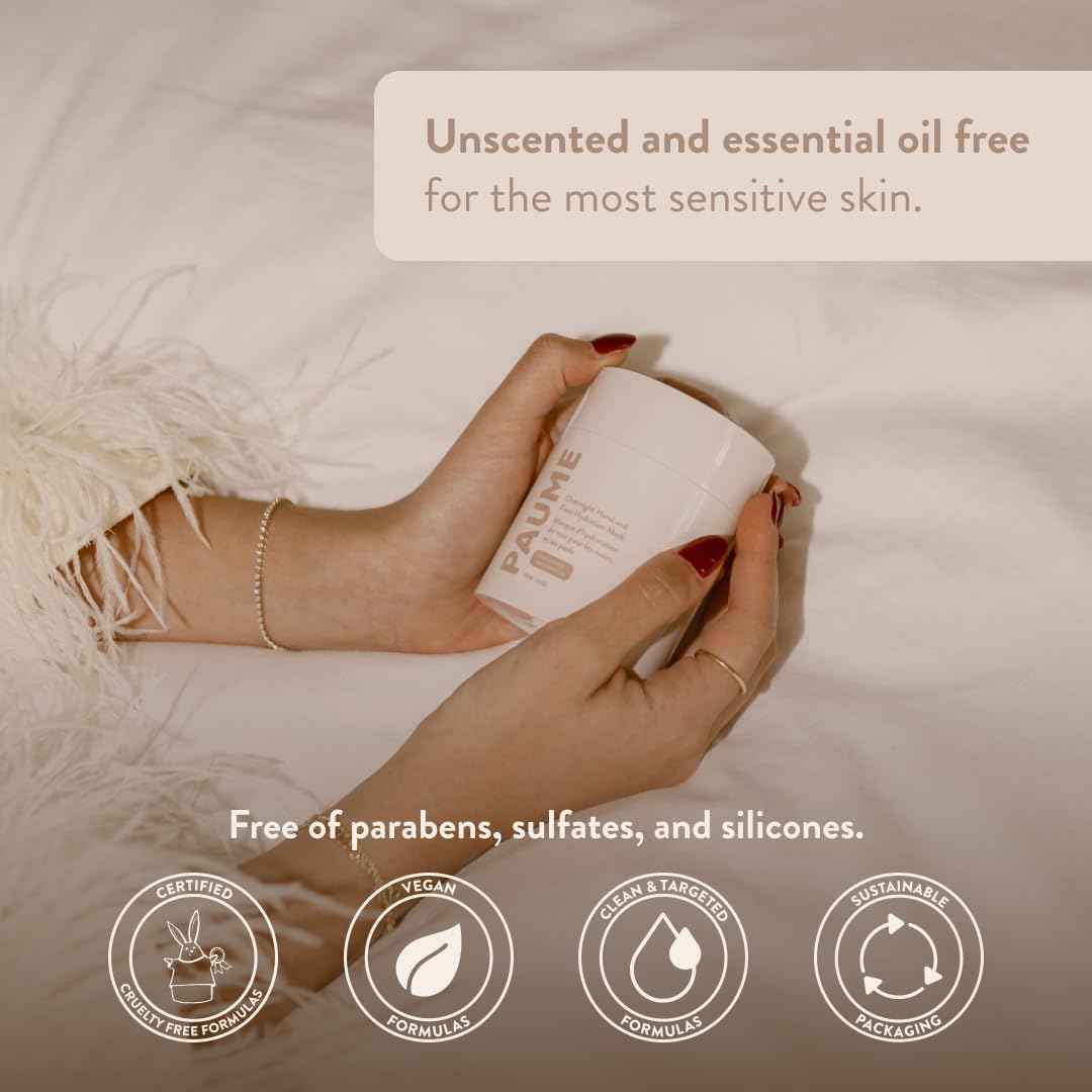 PAUME Overnight Hand and Foot Hydration Mask, Moisturizing Treatment for Dry Hands, Dry, Cracked Feet, Shea Butter, Unscented, Restores Softness & Smoothness, 3.4 oz