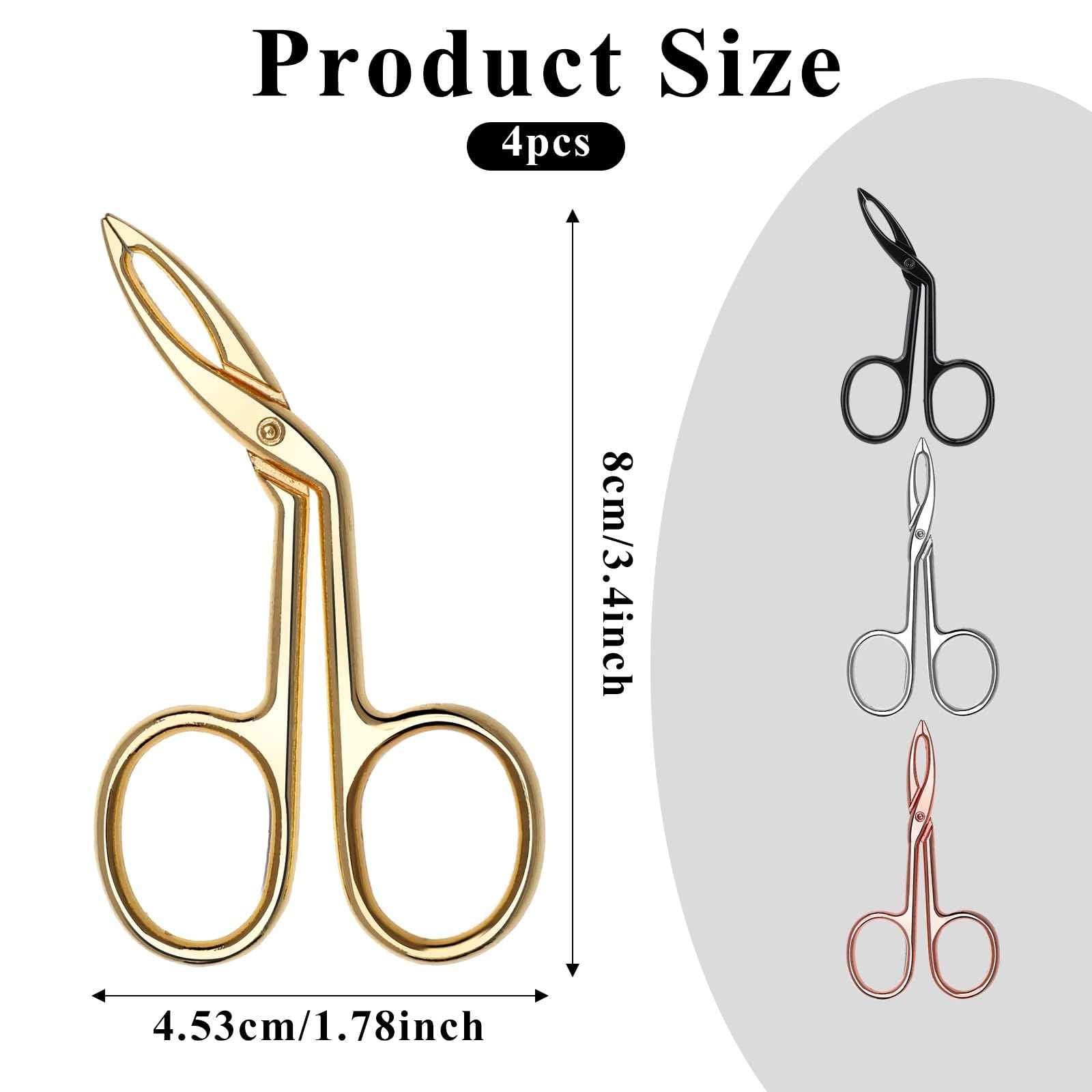 4 Pieces Eyebrow Tweezers Scissor Handle Flat Straight Tip Brow Scissors Remover Slanted Tip Facial Hair Eyebrows Stainless Steel Eyebrow Facial Remover Brow Tweezers for Women Men