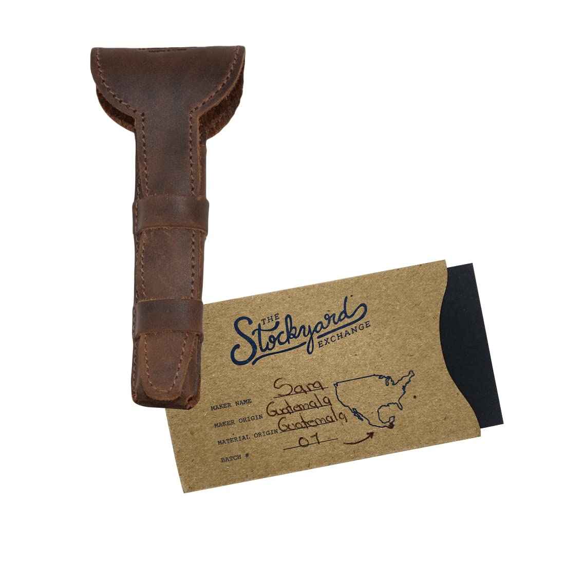 Hide & Drink, Leather Double Edge Safety Razor Protective Case, Shaving Travel Pouch, Handmade (Bourbon Brown)