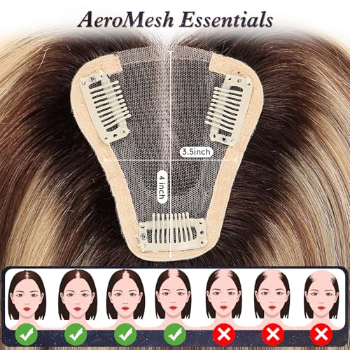 Starluck Hair Topper for Women - 100% Remy Human Hair, 12" Ash Blonde