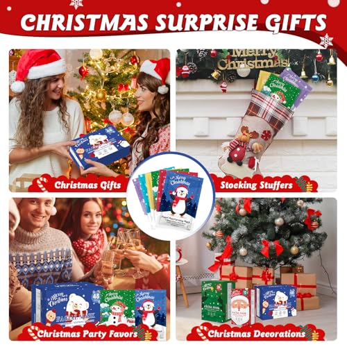48 Pack Christmas Facial Masks for Stocking Stuffers, Bulk Moisturizing Facial Masks Set for Women Skin Care, Sheet Face Masks Skincare, Cute Christmas Gifts for Women