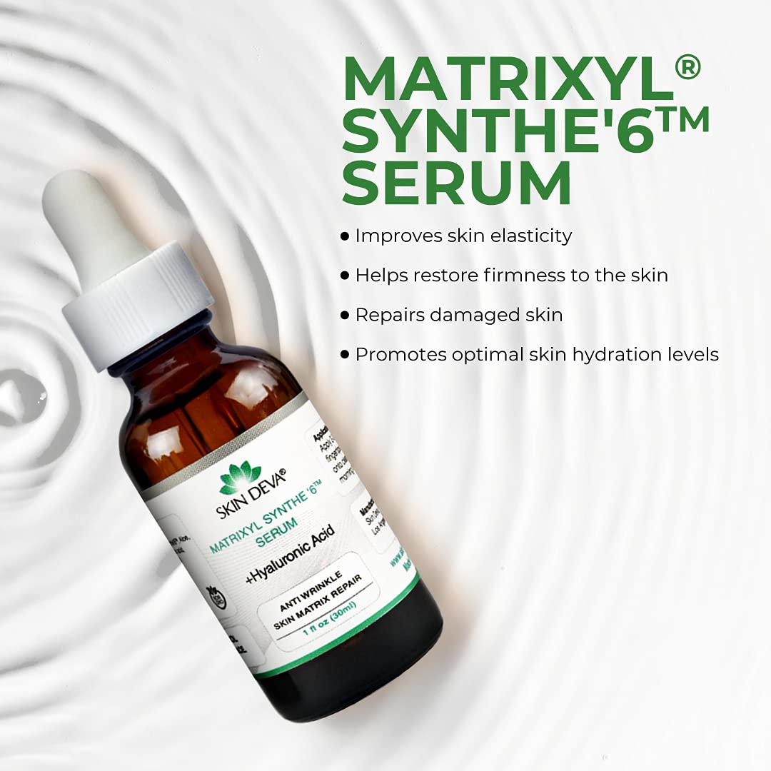 SKIN DEVA Matrixyl Synthe 6 Hyaluronic Acid Serum Anti Aging Serum Facial Serum Shrinks Pores and Keeps Skin Hydrated