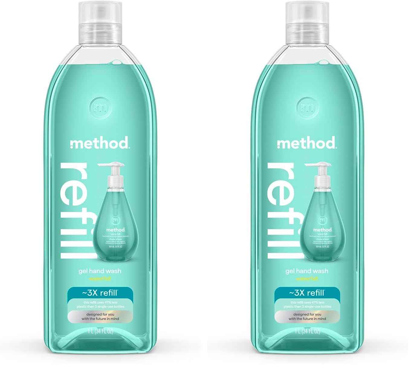 Method Gel Hand Soap, Refill, Waterfall, 34 oz (Packaging May Vary) (Pack of 2)