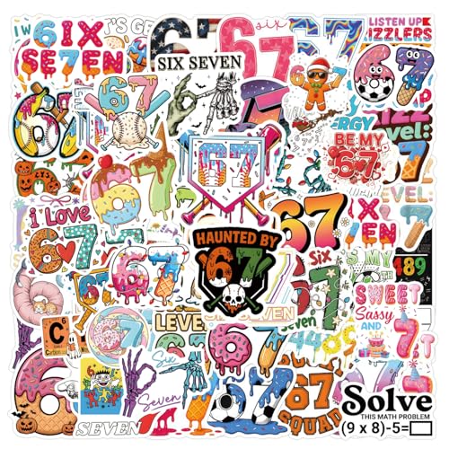 110PCS Six Seven Stickers - Waterproof Vinyl Decals