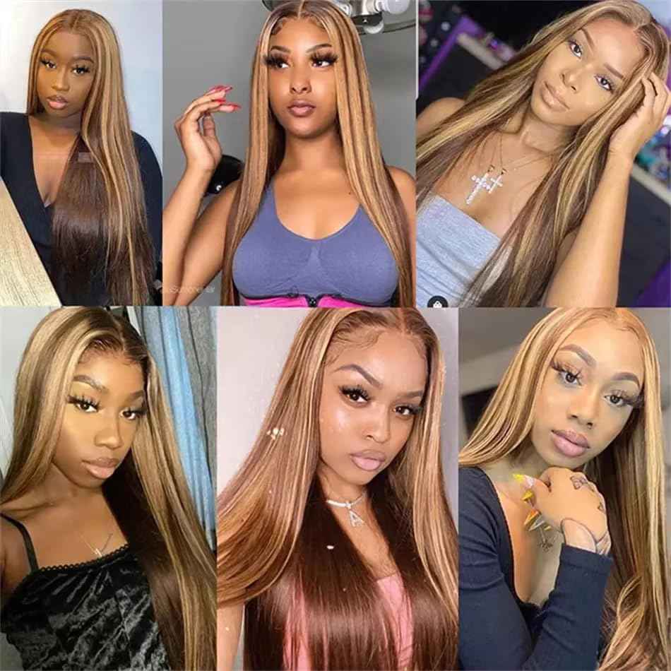 P4/613 Highlight Blonde Bundles Human Hair Straight Bundles 16 18 20 Inch Unprocessed Brazilian Virgin Hair Weave 3 Bundle Brown Human Hair Extensions 50 Grams Per Bundle